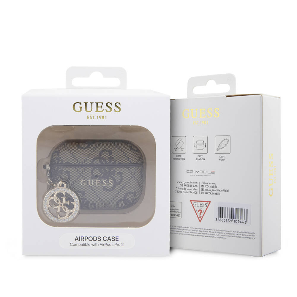 Guess Airpods Pro 2 Orjinal Lisanslı 4G Desenli Taşlı 4G Süs Zincirli Kılıf Guess Airpods Pro 2 Orjinal Lisanslı 4G Desenli Taşlı 4G Süs Zincirli Kılıf